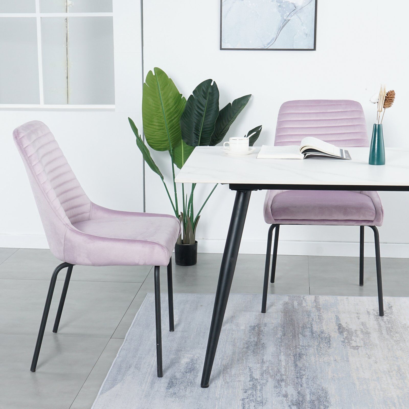 Pink Fabric Dining Chair-5