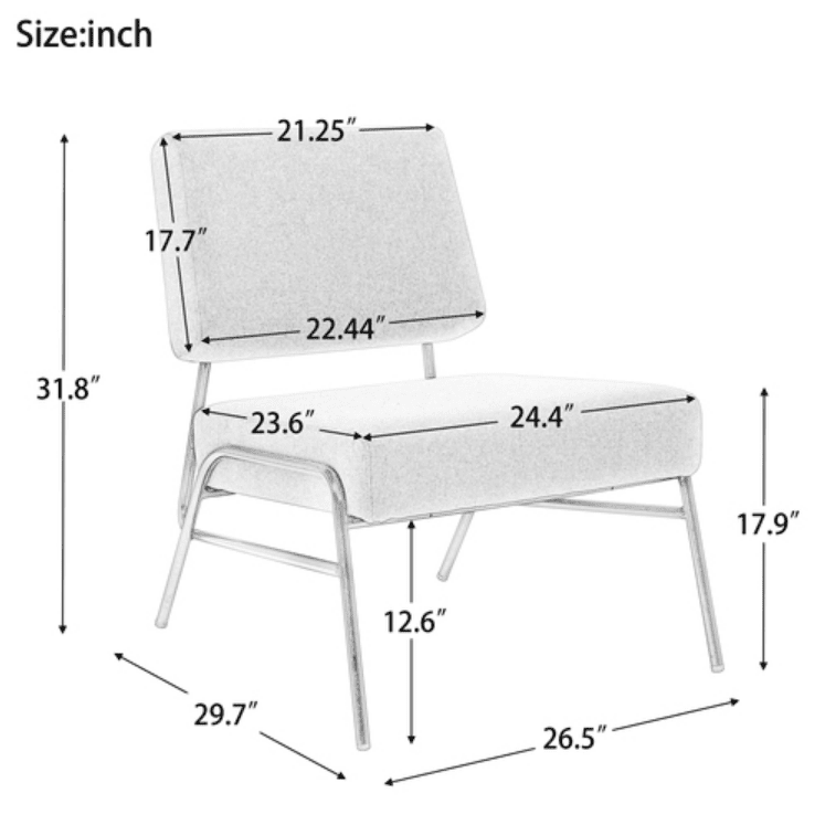 Accent Chair for Living Room, Grey Linen-6