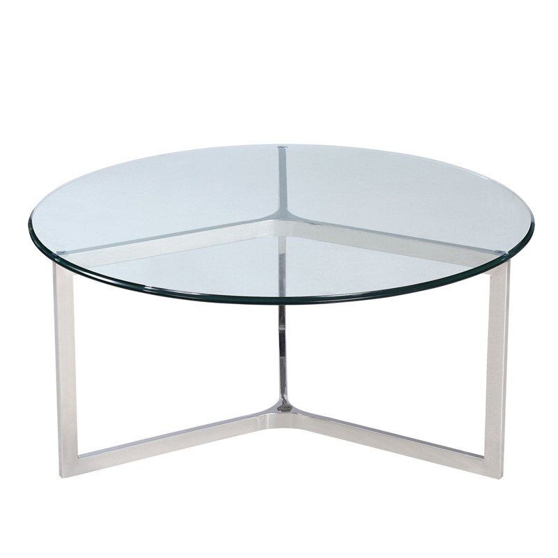 Nordic Modern Style Round Glass Stainless Steel Polished Coffee Table-1