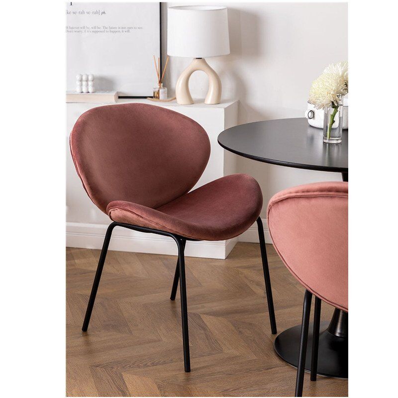 Simple Comfortable Upholstered Velvet Fabric Dining Chair-2
