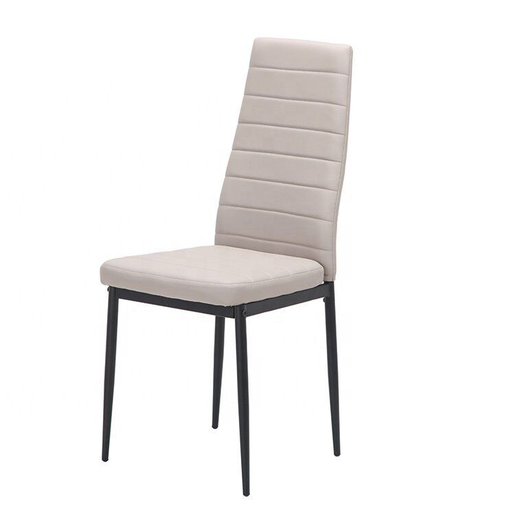 Light Luxury High Back Armless Leather Dining Chair Gray-1
