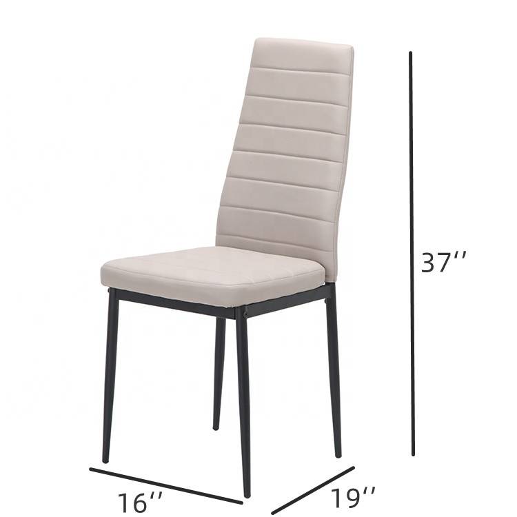 Light Luxury High Back Armless Leather Dining Chair Gray-4
