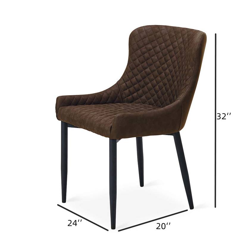 Classical Style Brown Matte Metal Leg Velvet Dining Chair-4