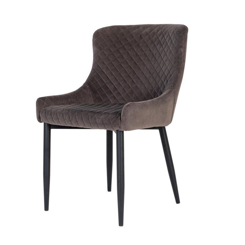 Classical Style Brown Matte Metal Leg Velvet Dining Chair-1