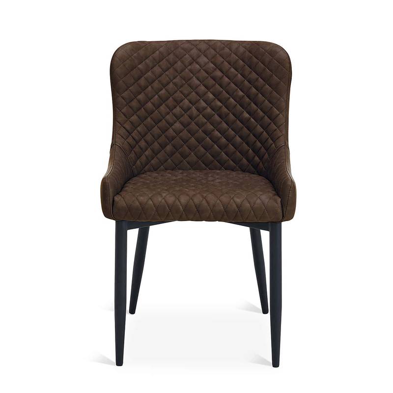 Classical Style Brown Matte Metal Leg Velvet Dining Chair-3