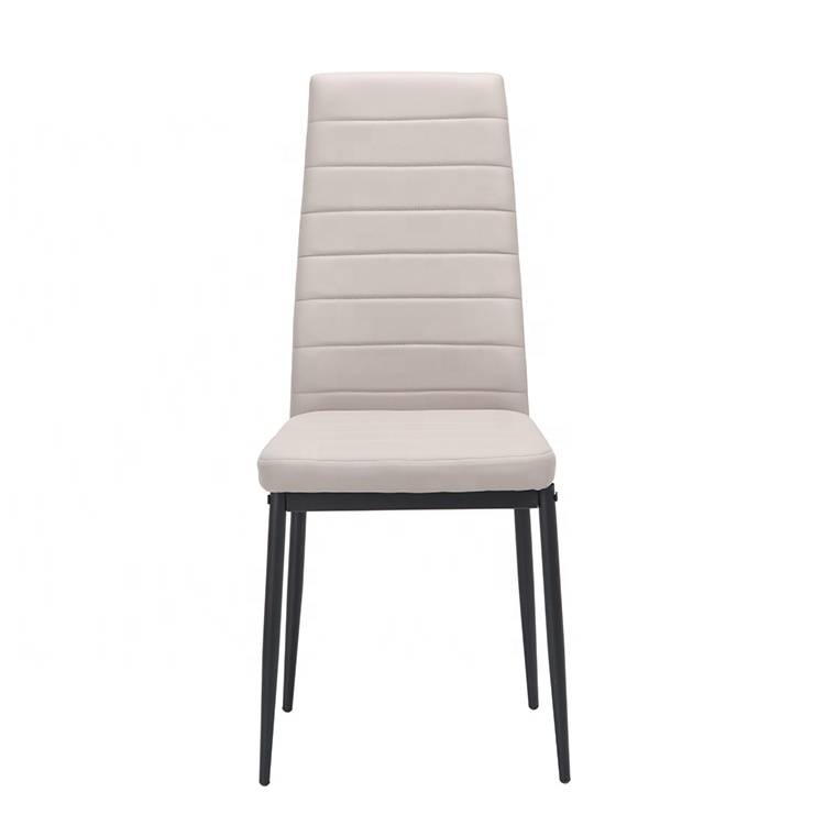Light Luxury High Back Armless Leather Dining Chair Gray-2