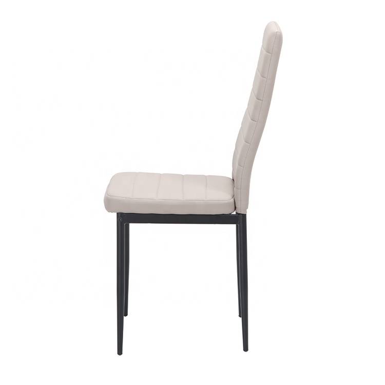 Light Luxury High Back Armless Leather Dining Chair Gray-3