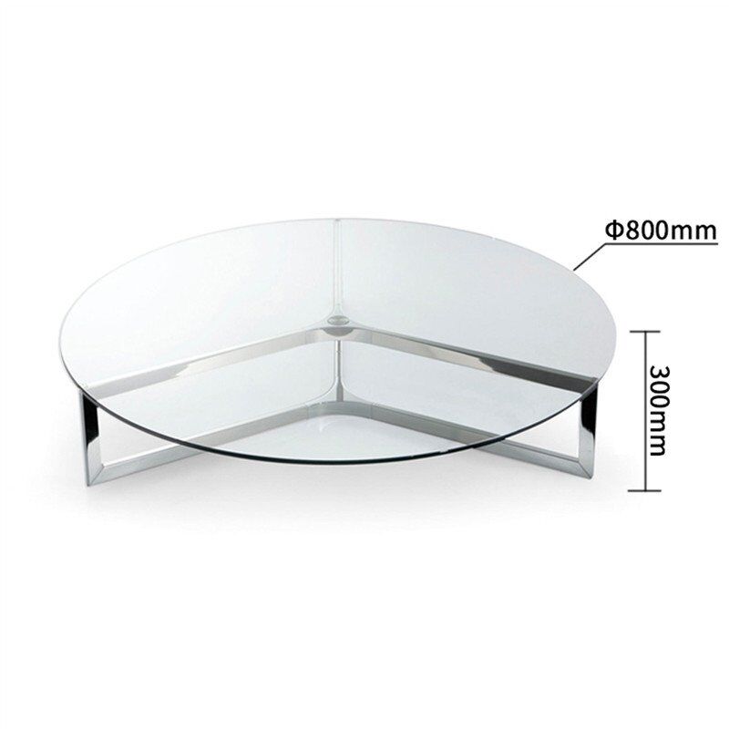 Nordic Modern Style Round Glass Stainless Steel Polished Coffee Table-4