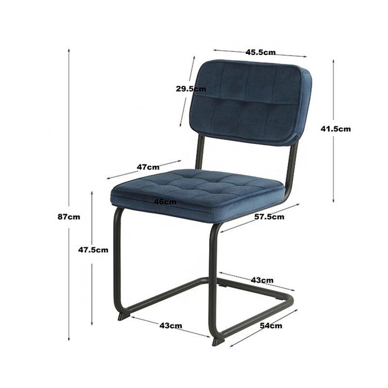 Modern Classic Blue Cover Full Velvet Fabric Z Dining Chair-4