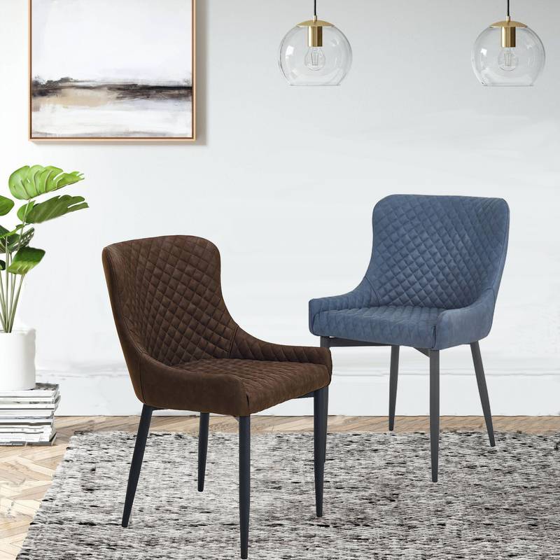 Classical Style Brown Matte Metal Leg Velvet Dining Chair-2