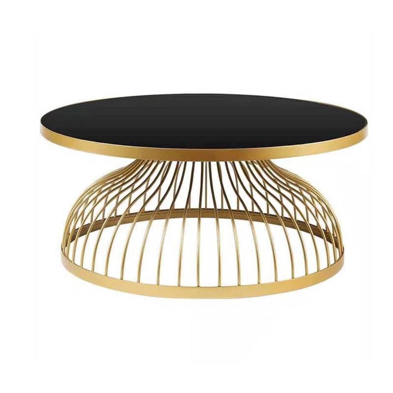 Modern Luxury Metal Glass Marble Table Top Coffee Table-1