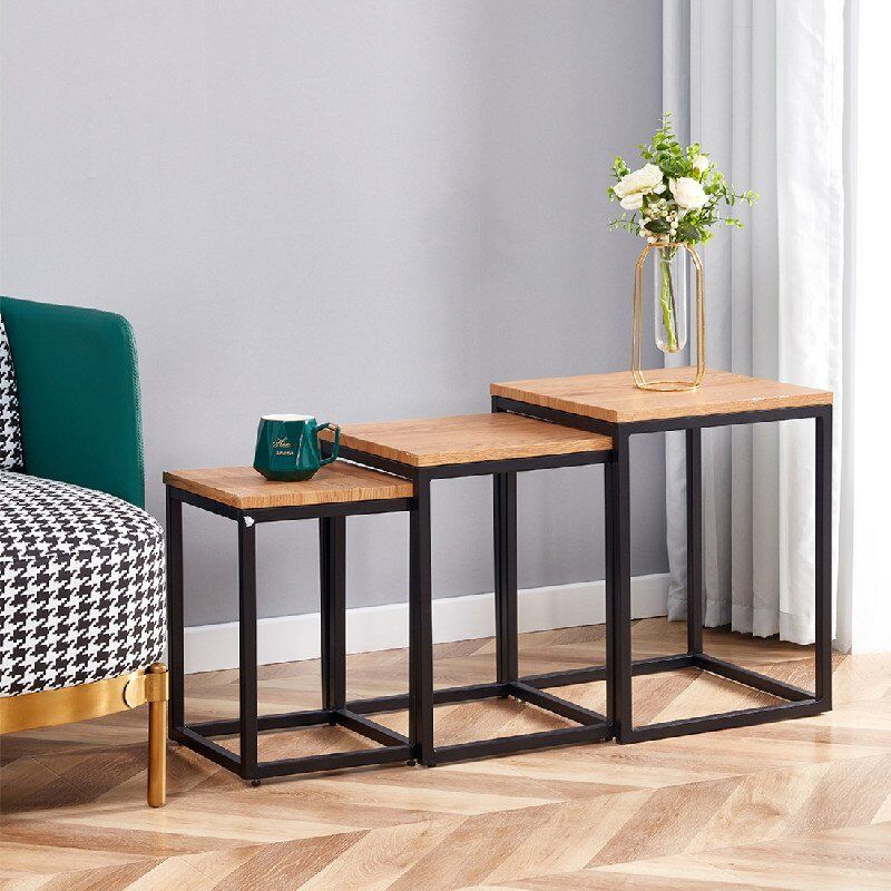 Living Room Square Side Table Merged Wooden Coffee Table-2