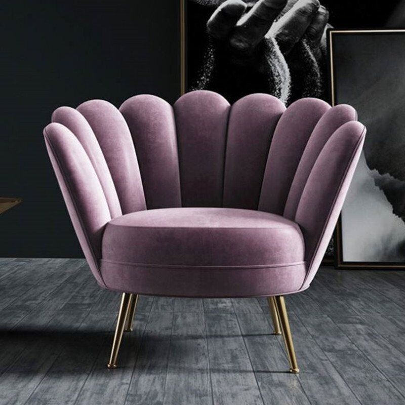 Nordic Modern Minimalist Armrest Velvet Accent Chair-2