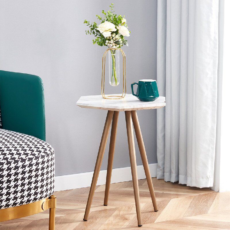 Unique Square Marble Coffee Tables Set With Metal Legs-2