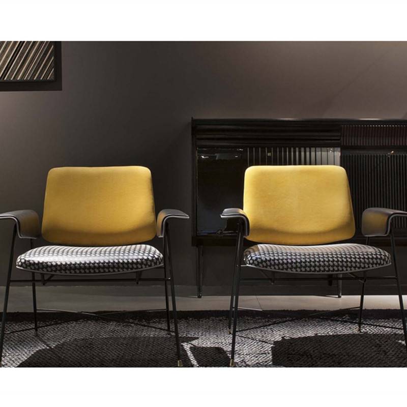Modern Italian Designer Armchair With Metal Frame Accent Chair-2