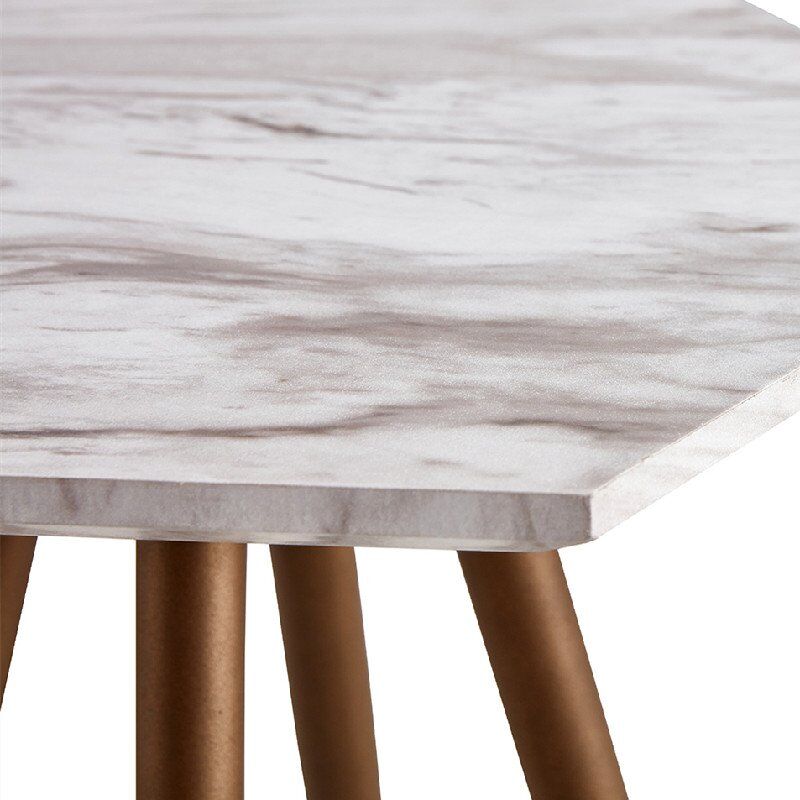 Unique Square Marble Coffee Tables Set With Metal Legs-3