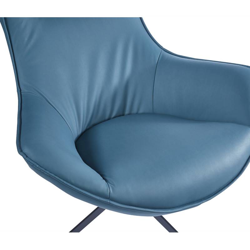 Blue Leather High Back Modern Swivel Accent Lounge Chair-3