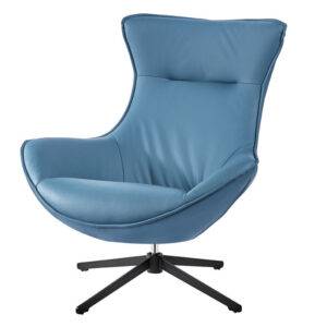 Blue Leather High Back Modern Swivel Accent Lounge Chair-1